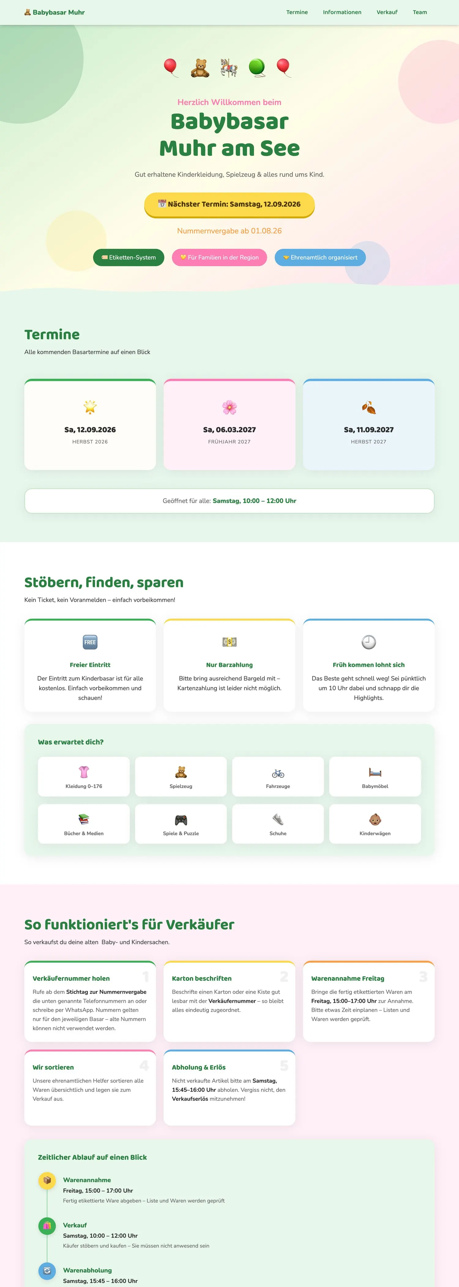 Website des Babybasars Muhr am See