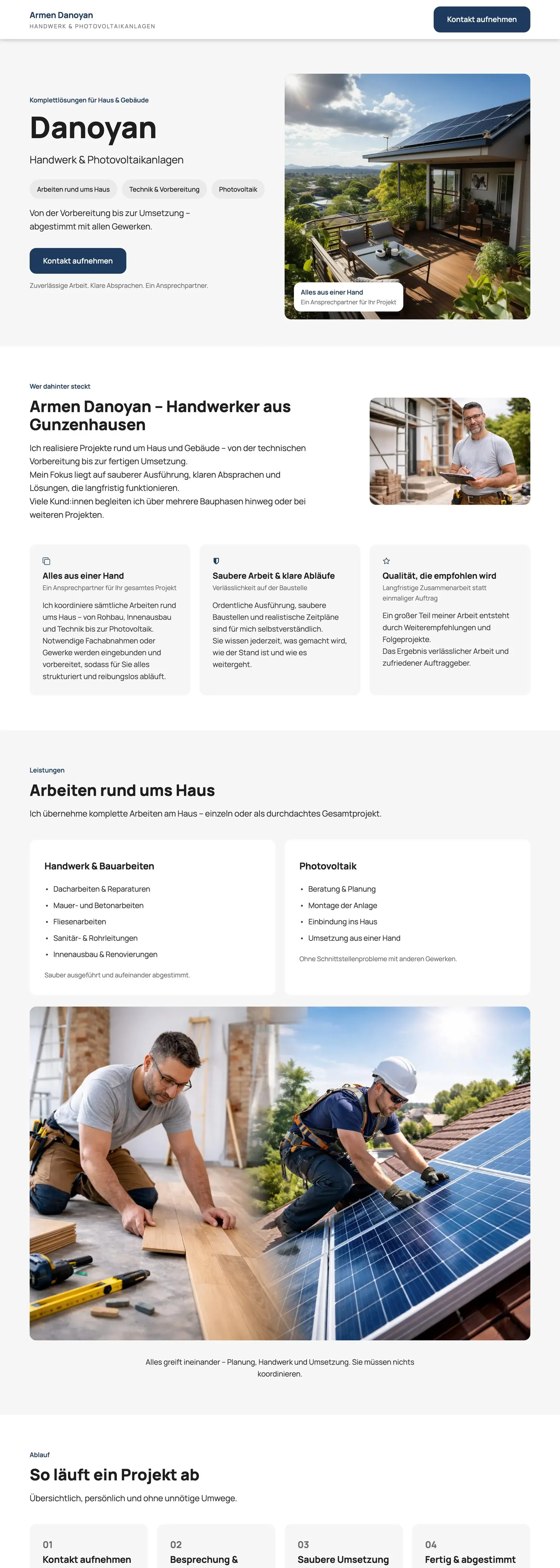 Website von Armen Danoyan, komplette Seite