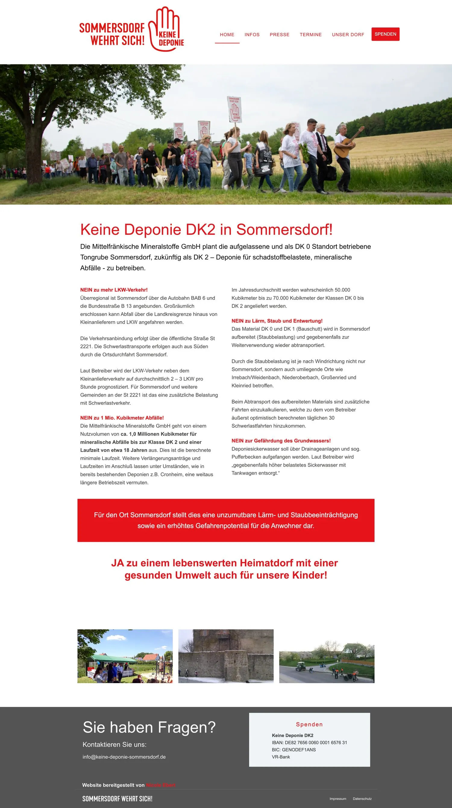 Website der Bürgerinitiative Keine Deponie Sommersdorf