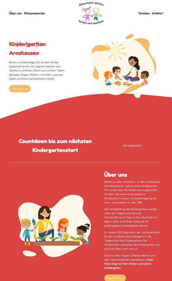 Website des Kindergartens Arnshausen