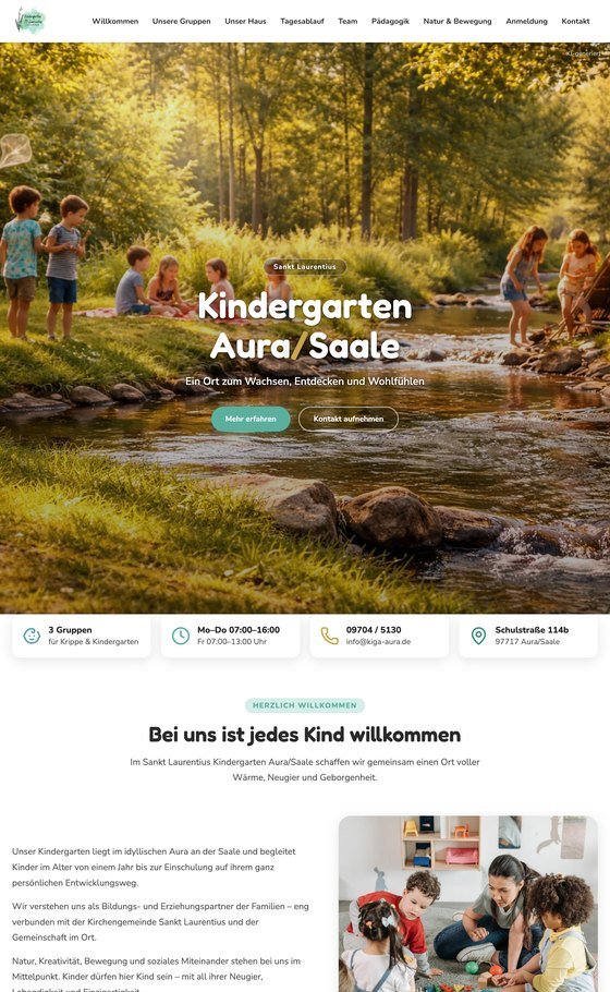Website des Kindergartens Aura an der Saale