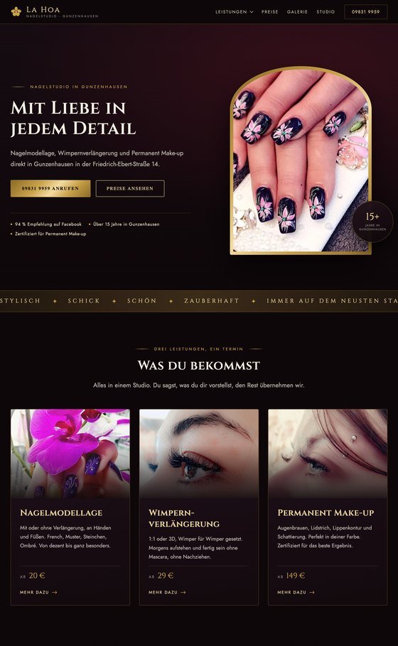 Website des Nagelstudios La Hoa