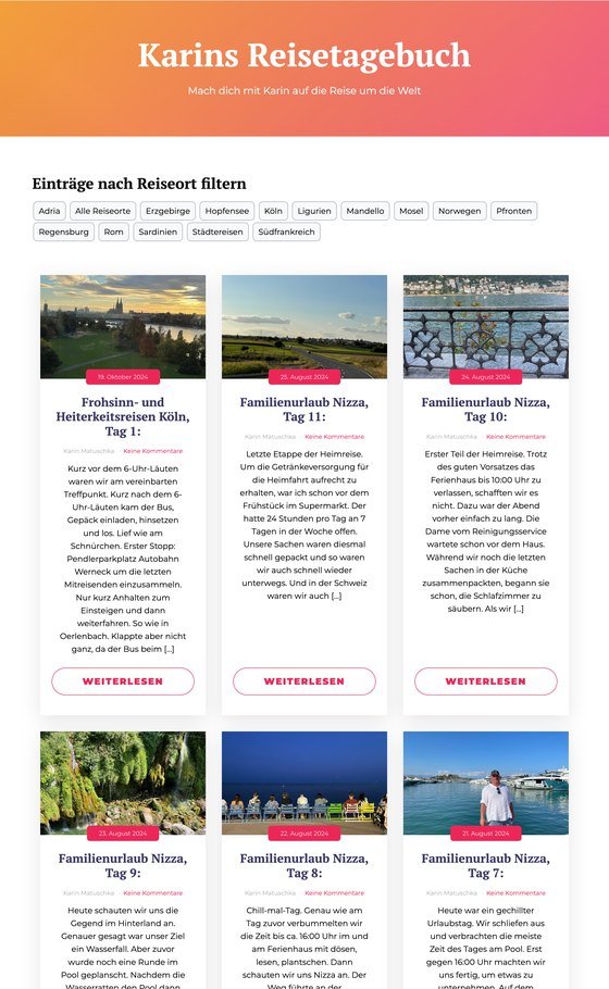 Website von Karins Reisetagebuch